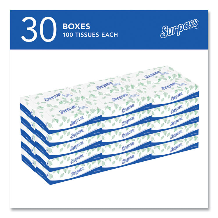Facial Tissue for Business, 2-Ply, White, Flat Box, 100 Sheets/Box, 30 Boxes/Carton