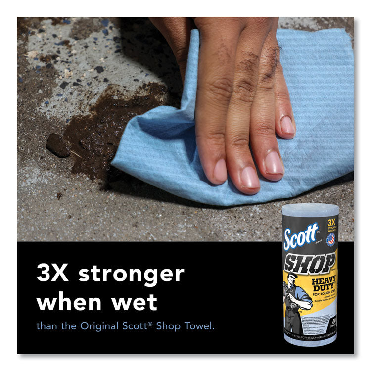 Pro Shop Towels, Heavy Duty, 1-Ply, 10.4 x 11, Blue, 12 Rolls/Carton