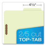 Six-Section Pressboard Classification Folders, 2" Expansion, 2 Dividers, 6 Fasteners, Letter Size, Green Exterior, 10/Box