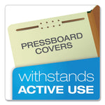 Six-Section Pressboard Classification Folders, 2" Expansion, 2 Dividers, 6 Fasteners, Letter Size, Green Exterior, 10/Box