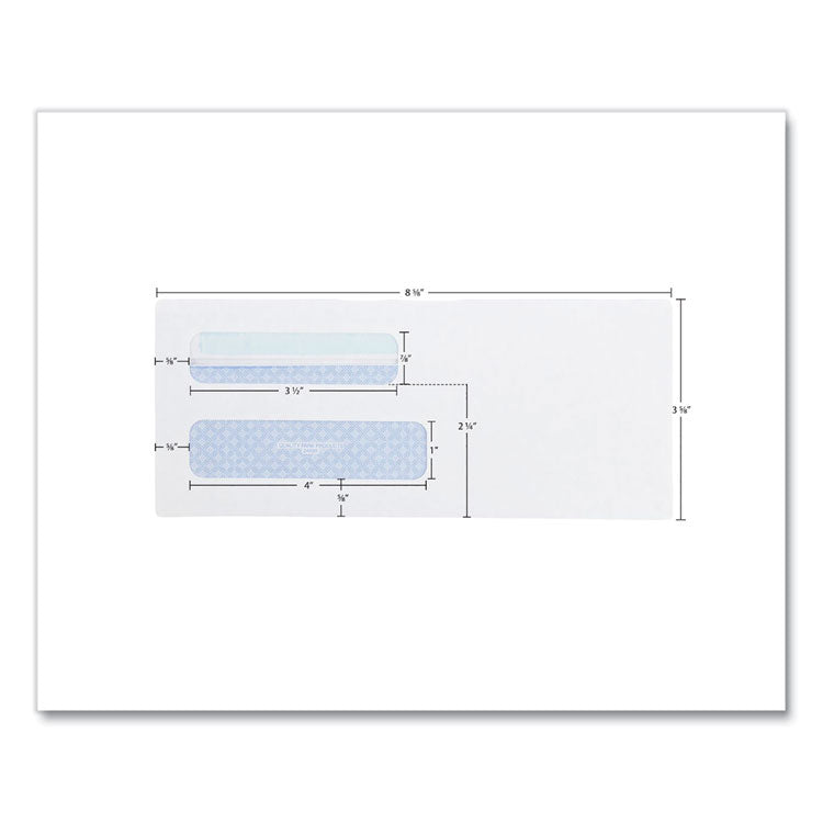 Double Window Redi-Seal Security-Tinted Envelope, #8 5/8, Commercial Flap, Redi-Seal Closure, 3.63 X 8.63, White, 500/box