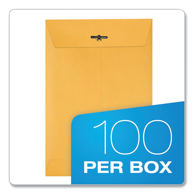 Clasp Envelope, 28 lb Bond Weight Kraft, #63, Square Flap, Clasp/Gummed Closure, 6.5 x 9.5, Brown Kraft, 100/Box