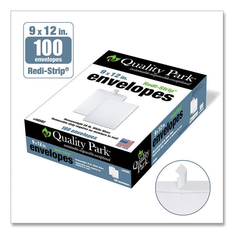 Redi-Strip Catalog Envelope, #10 1/2, Cheese Blade Flap, Redi-Strip Adhesive Closure, 9 x 12, White, 100/Box