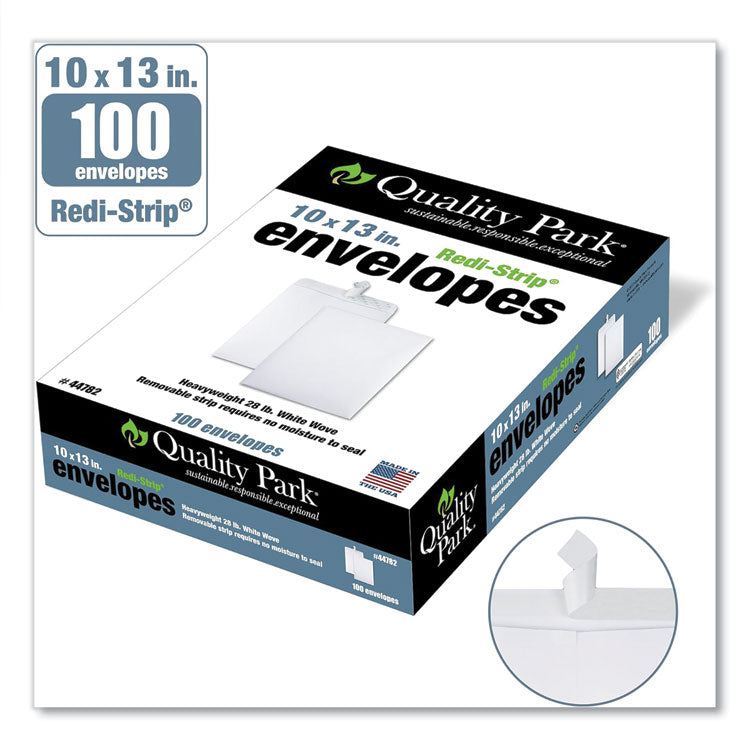 Redi-Strip Catalog Envelope, #13 1/2, Cheese Blade Flap, Redi-Strip Adhesive Closure, 10 x 13, White, 100/Box