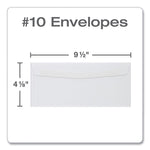 Business Envelope, #10, Commercial Flap, Side Seam, Gummed Closure, 24 lb Bond Weight Paper, 4.13 x 9.5, White, 500/Box