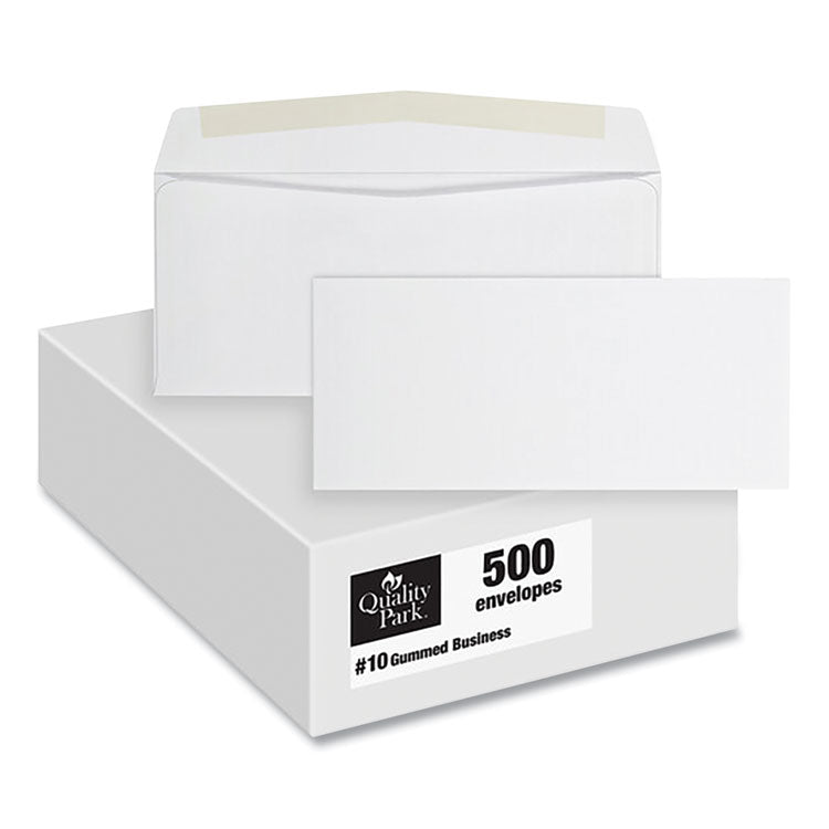 Business Envelope, #10, Commercial Flap, Side Seam, Gummed Closure, 24 lb Bond Weight Paper, 4.13 x 9.5, White, 500/Box