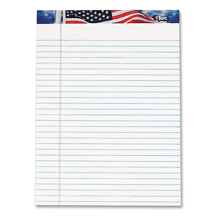 American Pride Writing Pad, Wide/Legal Rule, Red/White/Blue Headband, 50 White 8.5 x 11.75 Sheets, 12 Pads/Pack