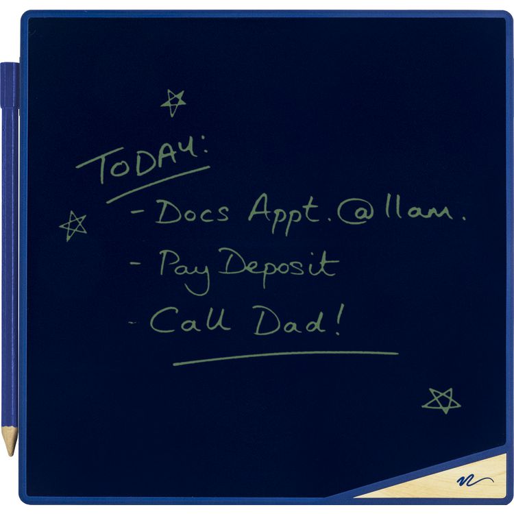 VersaTiles Memo Board, 8.25" x 8.25", Black Surface, Blue Plastic Frame