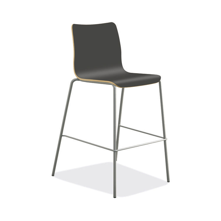Ruck Laminate Stool, Supports Up to 300 lb, 30" Seat Height, Charcoal Seat/Back, Silver Base