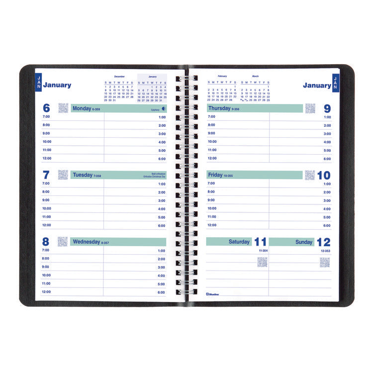 Plan and Link Weekly Planner, 8" x 5", Black Cover, 12-Month (Jan to Dec): 2025