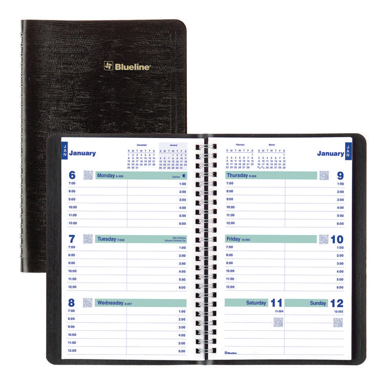 Plan and Link Weekly Planner, 8" x 5", Black Cover, 12-Month (Jan to Dec): 2025