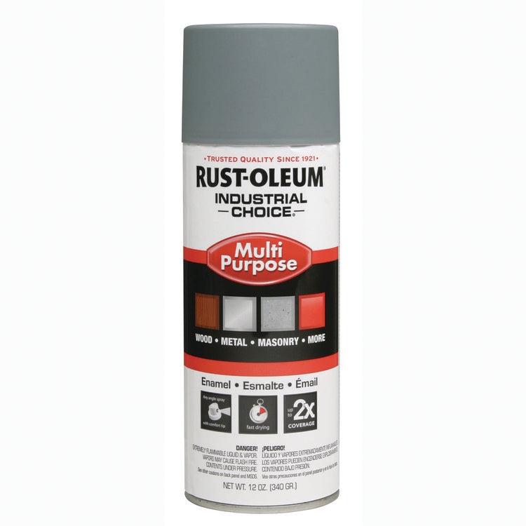 Industrial Choice 1600 System Multi-Purpose Enamel Spray Paint, Flat Gray, 12 oz Aerosol Can, 6/Carton