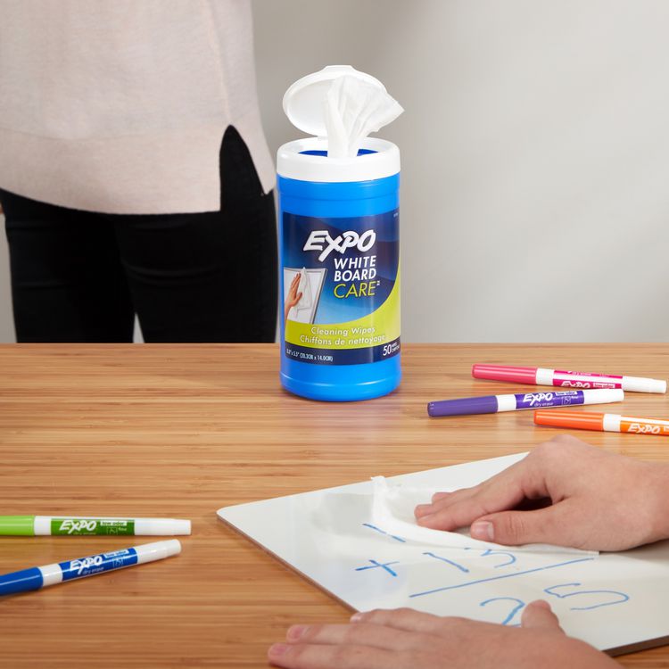 Dry-Erase Board Cleaning Wet Wipes, 6 x 9, 50 Wipes/Container