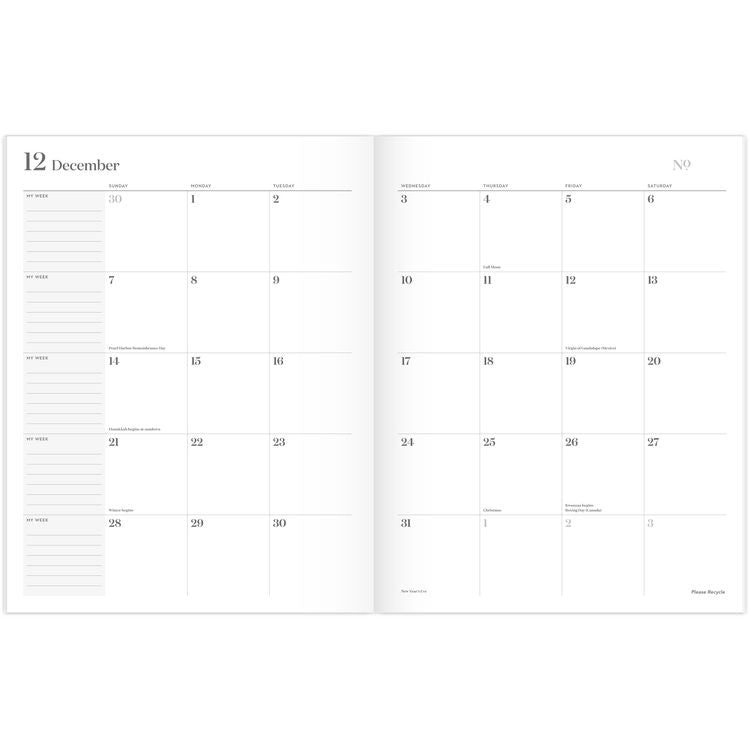 Workstyle Monthly Stitched Planner, Geometric Artwork, 11 x 8.5, Seaside Blue/Gold Cover, 12-Month (Jan to Dec): 2025