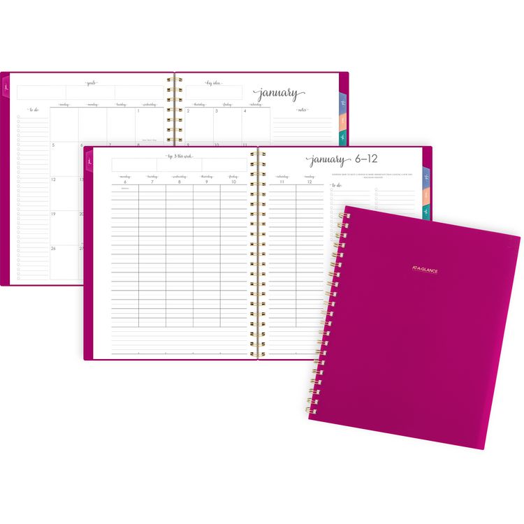 Harmony Weekly/Monthly Poly Planner, Weekly: Vertical Format, 11 x 9.38, Purple/Gold Cover, 13-Month (Jan to Jan): 2025-2026