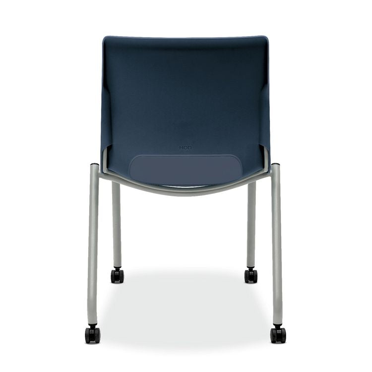 Motivate Four-Leg Stacking Chair, Up to 300 lbs, 18" Seat Height, Regatta Seat and Back, Platinum Base, 2/Carton