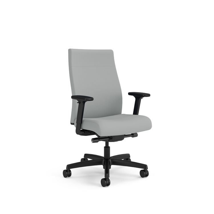 Ignition 2.0 Vinyl Upholstered Mid-Back Task Chair, Adjustable T-Arms, 17" to 21.5" Seat Height, Flint Seat/Back, Black Base