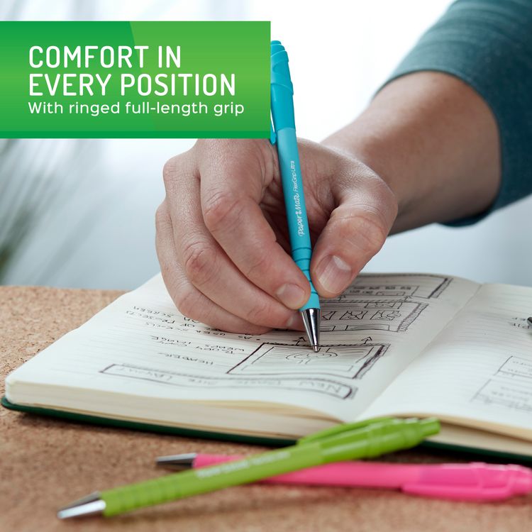 FlexGrip Ultra Recycled Ballpoint Pen, Retractable, Medium 1 mm, Black Ink, Assorted Barrel Colors, Dozen