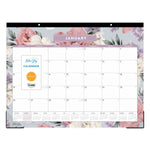 Tula Monthly Desk Pad Calendar, Floral Artwork, 22" x 17", White/Purple/Pink Sheets, Black Headband, 12-Month (Jan-Dec): 2025