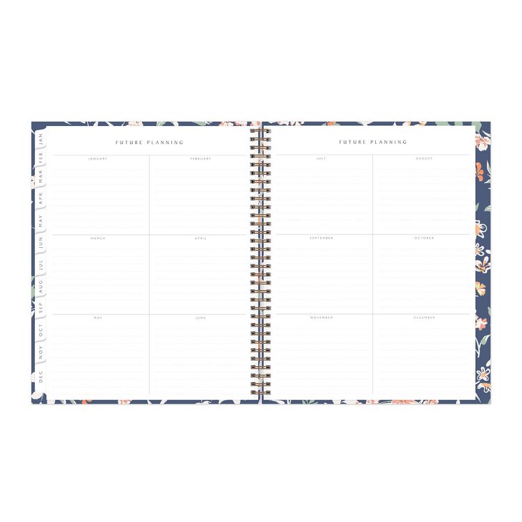 One Tree Planted Effie Weekly/Monthly Planner, Floral Artwork, 11" x 8.5", Blue/Peach/Green Cover, 12-Month (Jan-Dec): 2025