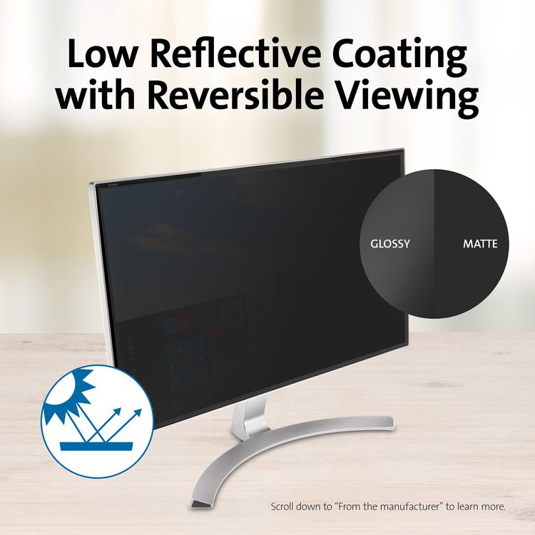 Magnetic Monitor Privacy Screen for 24" Widescreen Flat Panel Monitors, 16:10 Aspect Ratio