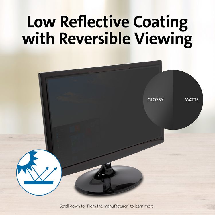 Magnetic Monitor Privacy Screen for 23" Widescreen Flat Panel Monitors, 16:9 Aspect Ratio
