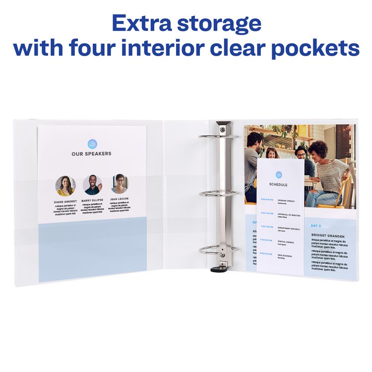 Heavy-Duty View Binder with DuraHinge and Locking One Touch EZD Rings, 3 Rings, 3" Capacity, 11 x 8.5, White, 4/Carton