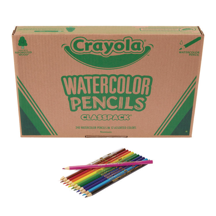 Watercolor Pencil Classpack, 3.3 mm, Assorted Lead and Barrel Colors, 240/Pack