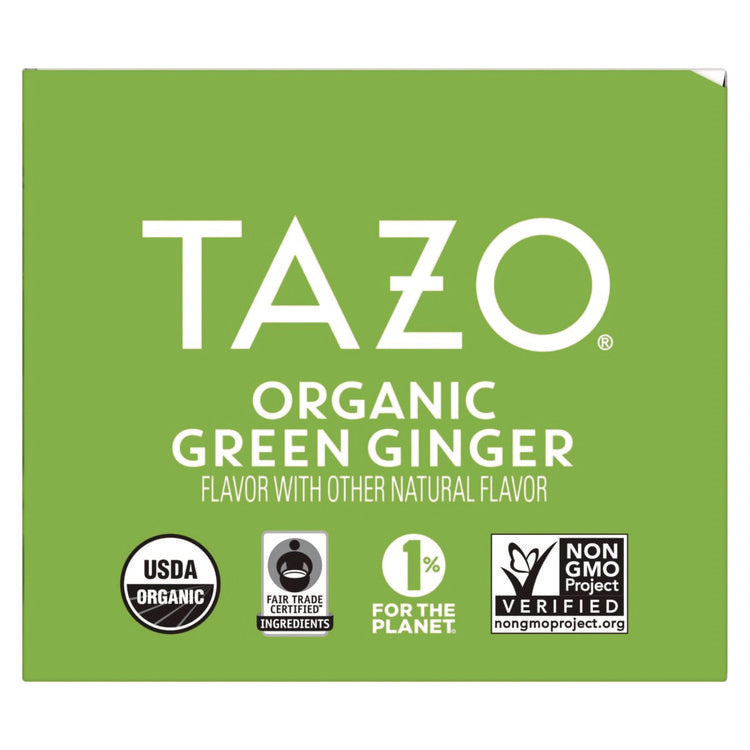 Tea Bags, Organic Green Ginger, 16/Box, 6 Boxes/Carton