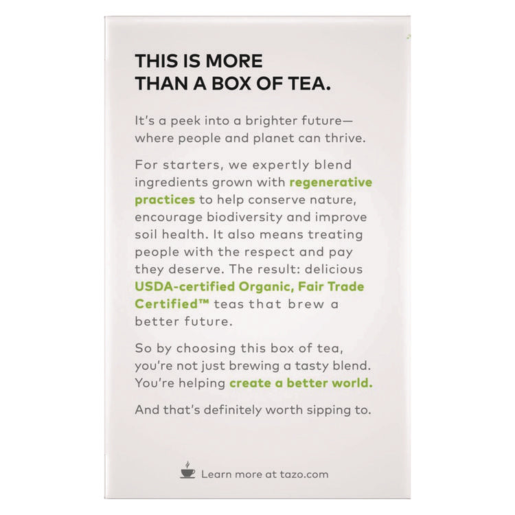 Tea Bags, Organic Zen, 16/Box, 6 Boxes/Carton
