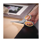 Titanium Bonded Scissors, 8" Long, 3.5" Cut Length, Straight Gray/Yellow Handle, 3/Pack