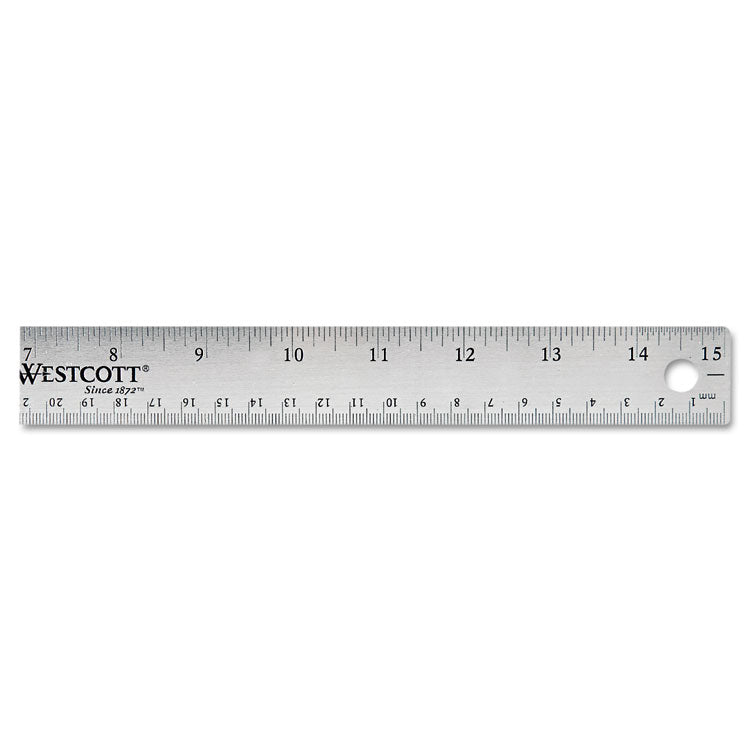 Stainless Steel Office Ruler With Non Slip Cork Base, Standard/metric, 15" Long