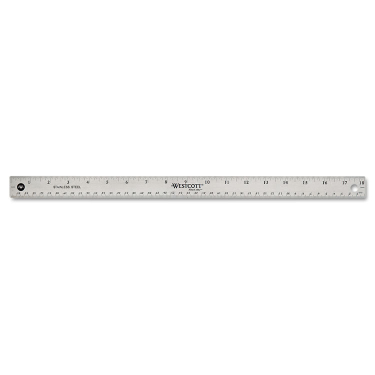 Stainless Steel Office Ruler With Non Slip Cork Base, Standard/metric, 18" Long