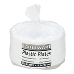 Plastic Dinnerware, Plates, 9" Dia, White, 500/Carton