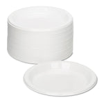 Plastic Dinnerware, Plates, 9" Dia, White, 500/Carton