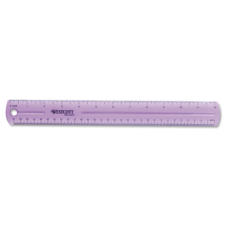 12" Jewel Colored Ruler, Standard/metric, Plastic