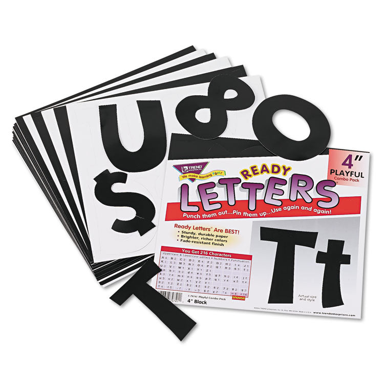 Ready Letters Playful Combo Set, 4" Tall, Black Characters, 216/Set