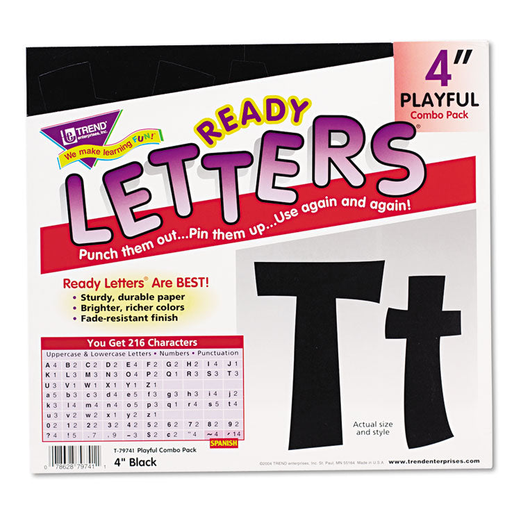 Ready Letters Playful Combo Set, 4" Tall, Black Characters, 216/Set