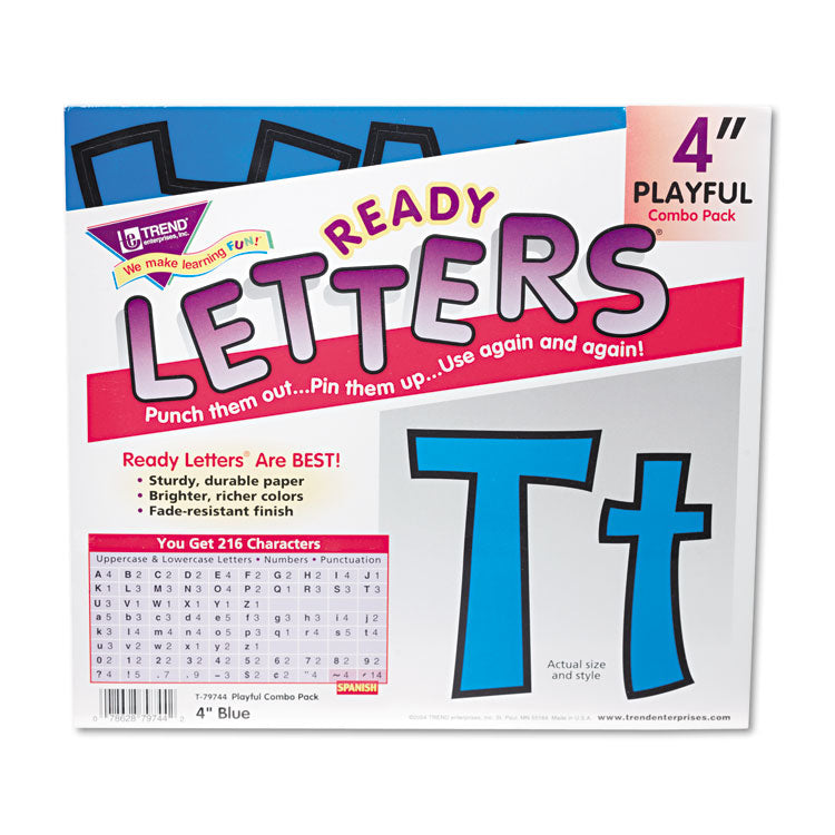 Ready Letters Playful Combo Set, 4" Tall, Blue Characters, 216/Set