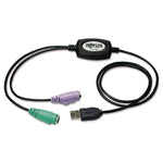 USB to PS/2 Adapter for Keyboard and Mouse, USB-A Male to (2) PS/2 Female, 18"