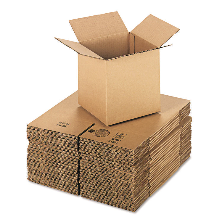 Cubed Fixed-Depth Corrugated Shipping Boxes, Regular Slotted Container (RSC), Medium, 8" x 8" x 8", Brown Kraft, 25/Bundle