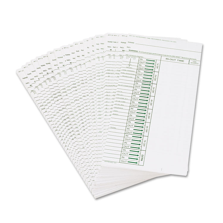 Time Clock Cards For Acroprint Att310, One Side, 4 X 10, 200/pack