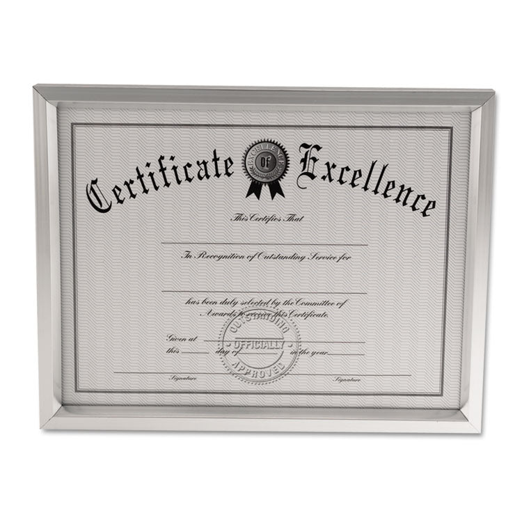 Plastic Document Frame, for 8.5 x 11, Easel Back, Metallic Silver