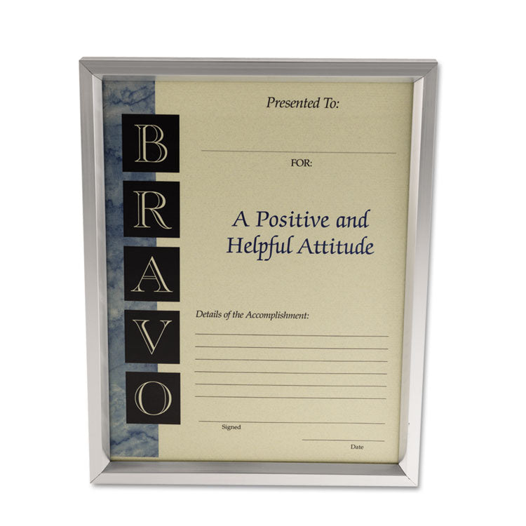 Plastic Document Frame, for 8.5 x 11, Easel Back, Metallic Silver