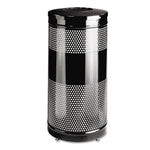 Classics Perforated Open Top Receptacle, 25 gal, Steel, Black