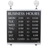 Century Series Business Hours Sign, Heavy-Duty Plastic, 13 X 14, Black