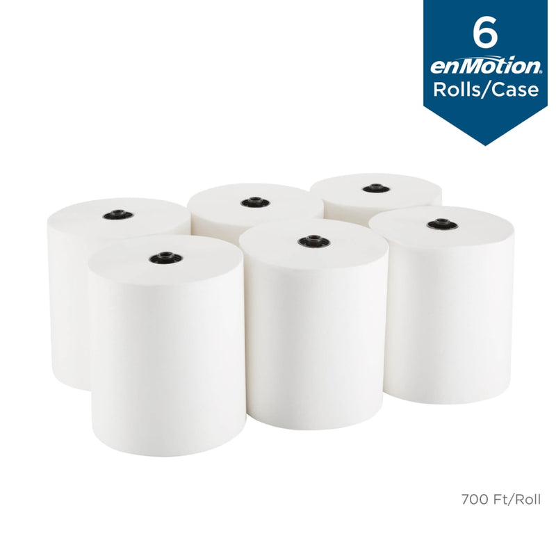 enMotion by GP PRO, 1-Ply, 8.2in x 700ft, White, 6 Rolls per Case